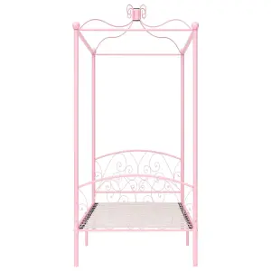 Berkfield Canopy Bed Frame Pink Metal 90x200 cm