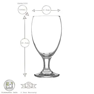 Rink Drink Classic Craft Cider Glasses - 590ml - Clear - Pack of 8