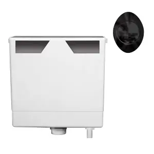 Ether Compact Concealed Dual Flush Cistern with Black Oval Flush Button