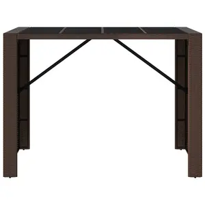 Berkfield Bar Table with Glass Top Brown 145x80x110 cm Poly Rattan