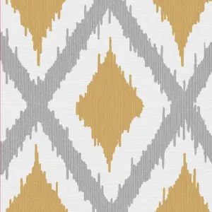 Fresco Ikat Geometric Ochre Wallpaper