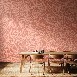 Origin Murals Trailing Ferns - Warm Coral Matt Smooth Paste the Wall Mural 300cm wide x 240cm high