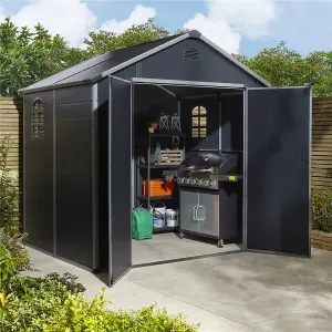 8 x 6 Double Door Apex Plastic Shed (Dark Grey)