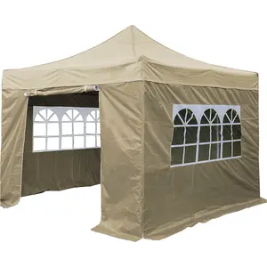 Durable 2x2m Beige Pop-Up Gazebo with Side Walls for Outdoor Events