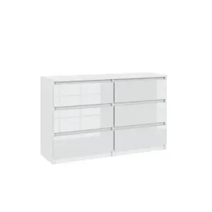 Chest Of Drawers Cabinet Cupboard Bedroom  - White Gloss 6 Drawers