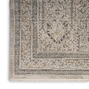 Ivory Grey Traditional Abstract Rug Easy to clean Dining Room-69cm X 244cmcm (Runner)