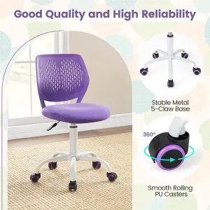 Costway Kids School Desk Chair Ergonomic Study Chair Rolling Swivel Task Chair w/ Adjustable Height Purple