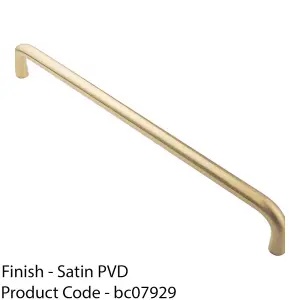 Round D Bar Pull Handle 469 x 19mm 450mm Fixing Centres Satin Brass PVD