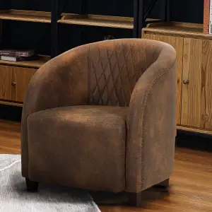 Faux Leather Suede Brown Tub Chair