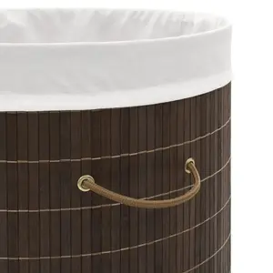 Laundry Hamper Dark Brown / Oval / 40 x 30 x 60 cm