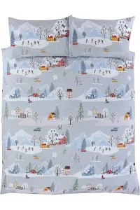 Winter Tails Dogs King Duvet Cover and Pillowcase Set