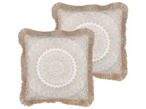 Set of 2 Cushions GERANIUM 45 x 45 cm Oriental White