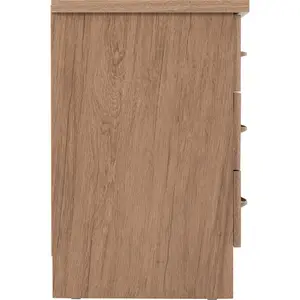 Cascio 3 Drawer Bedside Table Rustic Oak Effect