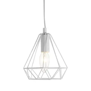 Interiors by Premier Beli White Metal Wire Pendant Light