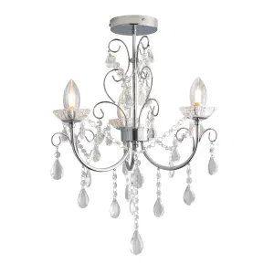 Anson Lighting Antiona Chrome and Crystal 3 Light Semi Flush Bathroom Fitting