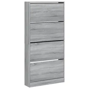 Berkfield Shoe Cabinet with 4 Flip-Drawers Grey Sonoma 80x21x163.5 cm