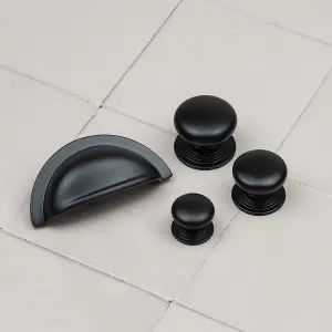 32mm Matt Black Cabinet Knob Kitchen Cupboard Door Drawer Pull Handle Wardrobe Furniture