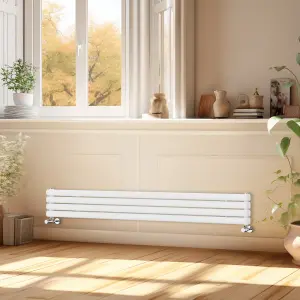 Right Radiators 1800x236 mm Horizontal Vertical Oval Column Radiator Double Panel Rads White