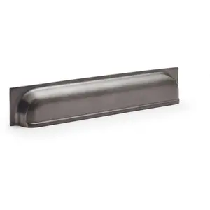 Backplate Cup Handle - Dark Bronze 203mm Centres Solid Brass Shaker Drawer Pull