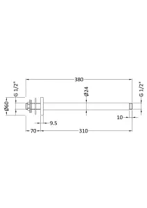 Round Ceiling Mount Shower Arm - 300mm - Brushed Brass