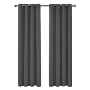 Deconovo Blackout Curtains Eyelet Super Soft Thermal Ring Top Blackout Curtains for Nursery 46 x 54 Drop Inch Dark Grey 2 Panels