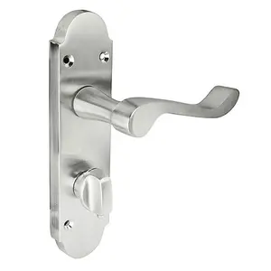 Z77 Shaped Scroll Silver Bathroom Interior Door Handles, 168 x 42mm - Handlestore