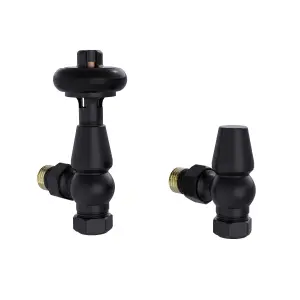 Rinse Bathrooms Chelsea Traditional Angled TRV Thermostatic Radiator Valves Black