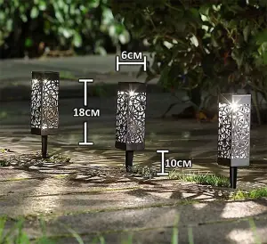 4pc Solar LED Garden Lights Waterproof Light Black Silhouette Solar Powered