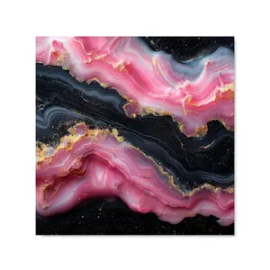 Pink And Black Marble Effect Premium Glass Kitchen Splashback W700mm x H650mm