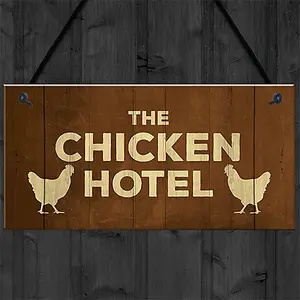 Chicken Signs And Plaque THE CHICKEN HOTEL Garden Sign Hanging Shed Sign Funny Home Decor Sign