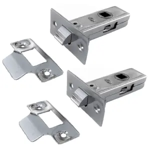 MORTICE TUBULAR LATCH 2.5" 63mm x 2 Internal NICKEL PLATE