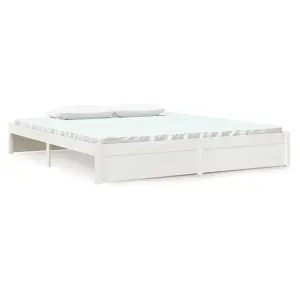 Berkfield Bed Frame White Solid Wood 180x200 cm Super King Size