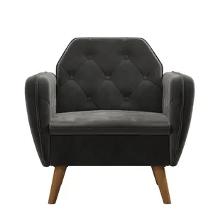 Teresa Accent Chair with Memory Foam in Velvet Grey