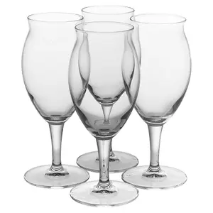 Queensway Home & Dining 410ml Clear Glass Stemmed Beverages Lager Pint Bar Glasses Stout & Porter 4pcs