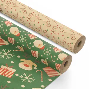 Kraft & Co 2 Pack Christmas Wrapping Paper Roll (Santa)