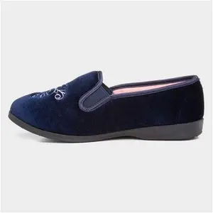 The Slipper Company Ida Womens Navy Twin Gusset - Size 9 - Womens Slippers Full