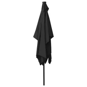 Berkfield Parasol with LEDs and Steel Pole Black 2x3 m