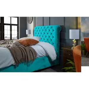 Veneta Plush Velvet Teal Bed Frame