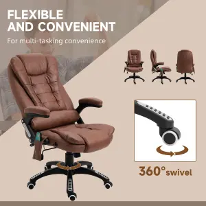 Vinsetto Office Chair w/ Heating Massage Points Relaxing Reclining Brown