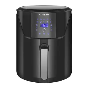 5L Air Fryer, Family Size Hot Air Fryer 1400W Digital Touchscreen With 10 Presets, Removable Basket, Timer & Temperature Control For Oil Free & Low Fat Healthy Cooking Black