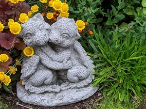 Cute 'Dragon Lovers' Small Garden Ornament