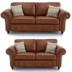 Oakland 3 and 2 Seater Chesterfield Leather Air Tan