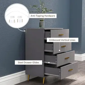 HOMCOM Bedroom Chest of Drawers, 4-Drawer Dresser with Aluminium Legs