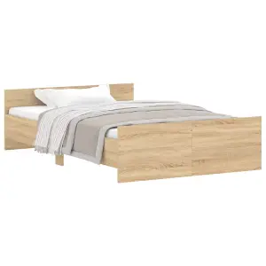 Berkfield Bed Frame with Headboard and Footboard Sonoma Oak 120x190 cm