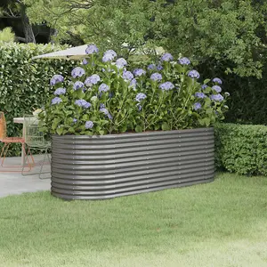 Berkfield Garden Planter Powder-coated Steel 224x80x68 cm Grey