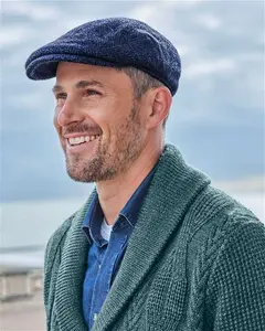 Mens Tweed Flat Cap Blue | Woolovers