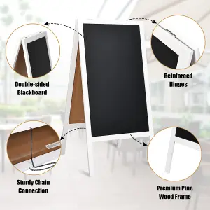 Costway Double-Sided Chalkboard Foldable Advertising Board w/ Magnetic Chalkboard Eraser for Home Cafe Restaurant Flower Shop