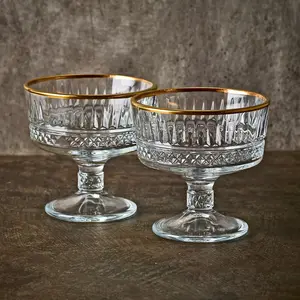 Queensway Home & Dining 10cm Diameter 4 Pcs Glass Dessert Bowls Ice Cream Fruit Cocktail Pudding Footed Dessert Cups