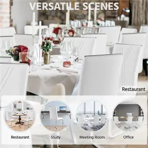 Yaheetech 2PCS White Faux Leather Dining Chairs with Metal Legs