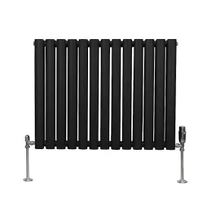 Oval Column Radiator & Valves - 600mm x 780mm - Black